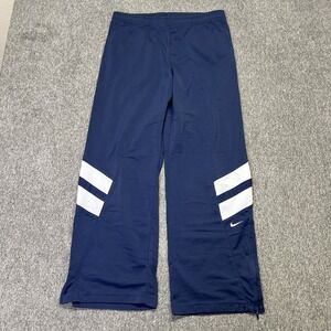 Vintage Nike Track Pants Kids Large Navy Blue Y2K Performance Fleece (024)